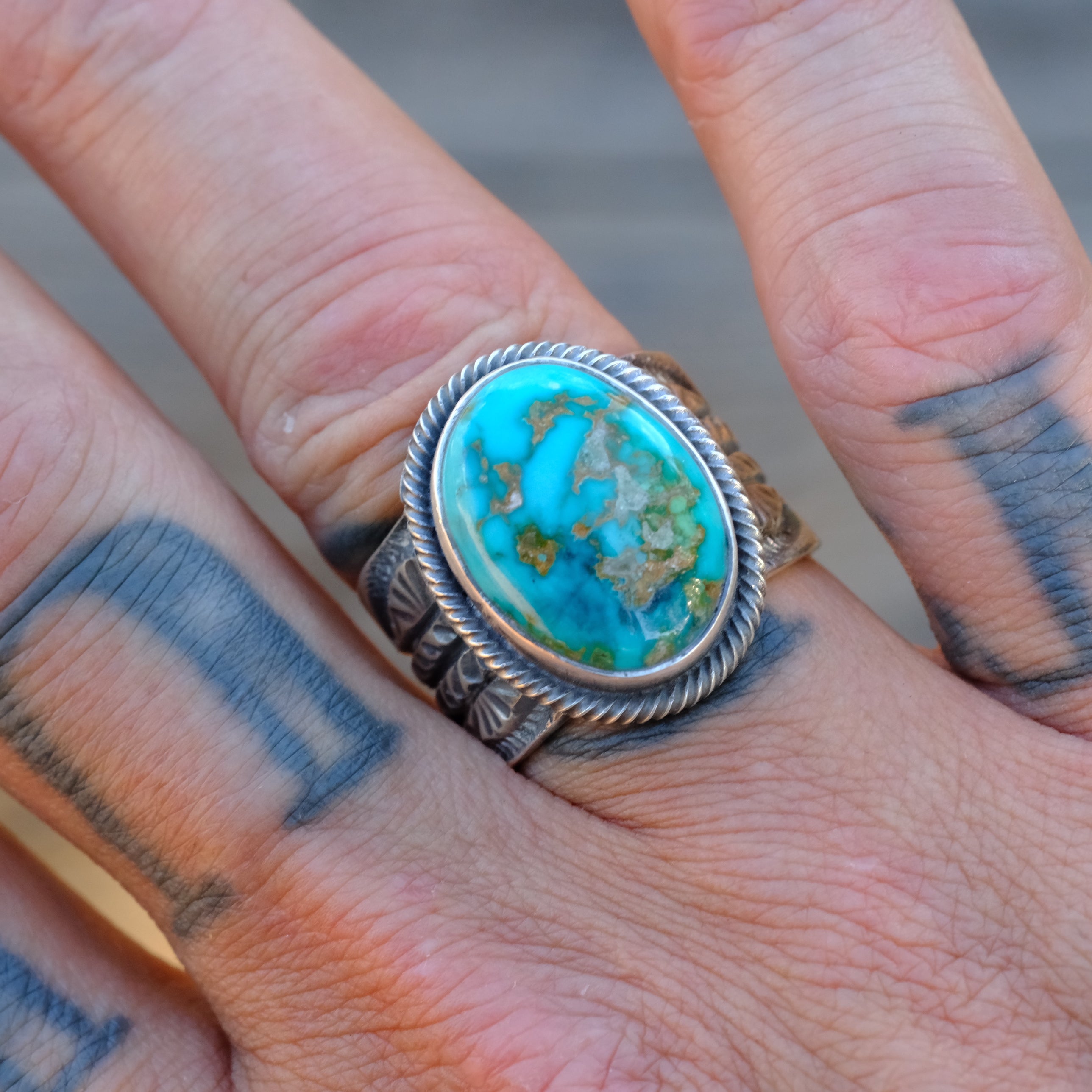 LEON MARTINEZ Sterling Silver Turquoise Ring 9