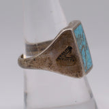 Vintage Sterling Crushed Turquoise Inlay Bear Paw Ring 8.75