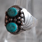 Vintage Sterling 2-Stone Turquoise Ring 9.25