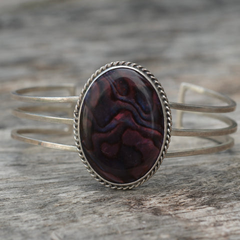 Vintage Sterling Abalone Roper Cuff