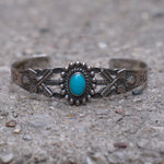 Vintage Sterling Turquoise Crossed Arrows Cuff