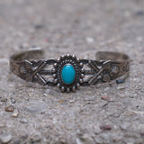Vintage Sterling Turquoise Crossed Arrows Cuff