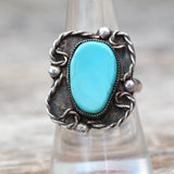 Vintage Sterling Turquoise Ring 7.75