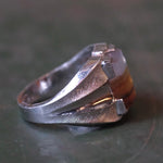 Vintage Sterling Agate Mid Century Signet Ring 4.75