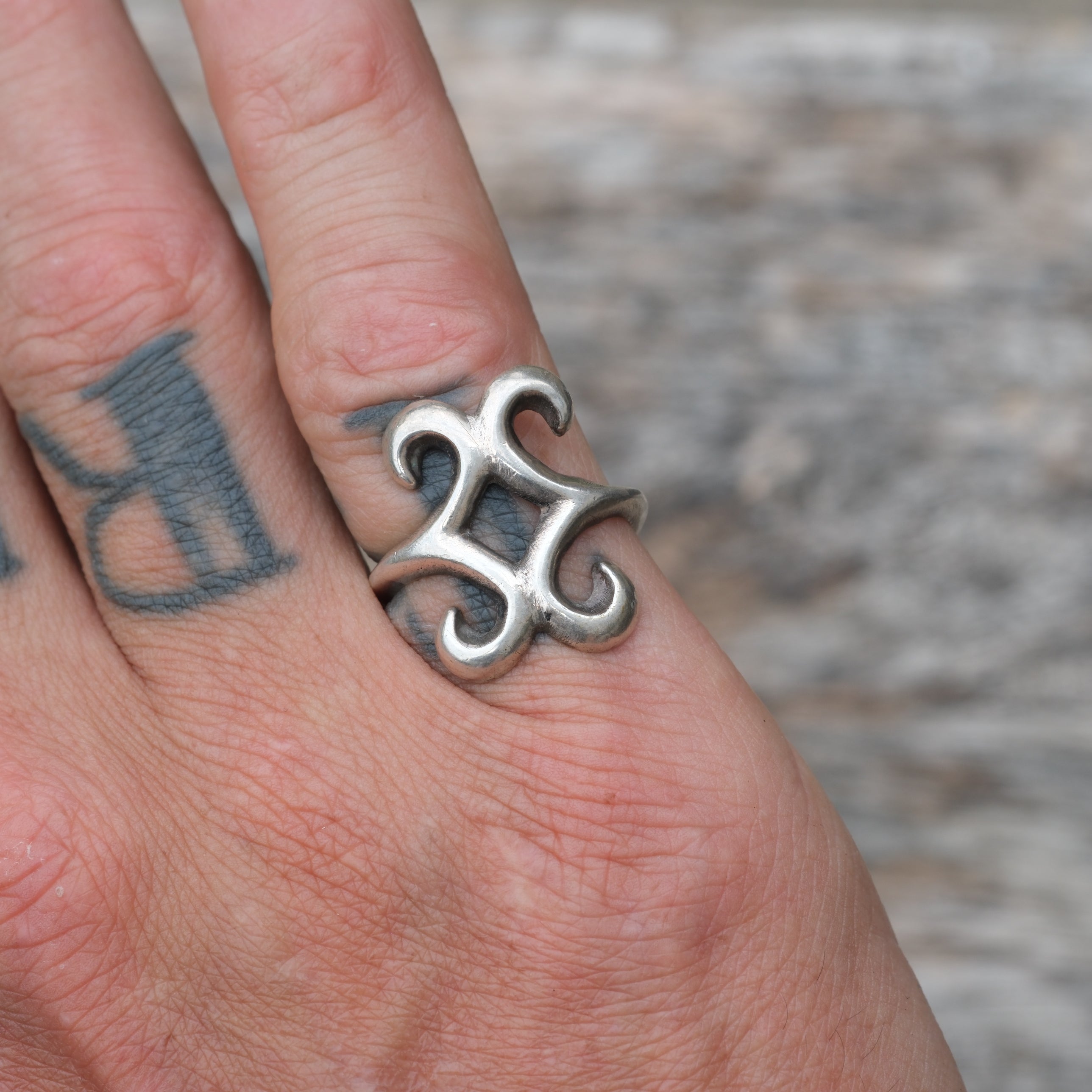 Vintage Sterling Silver Sandcast Ring 6.25