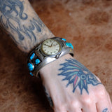 Vintage Sterling Turquoise Watch Cuff Bracelet