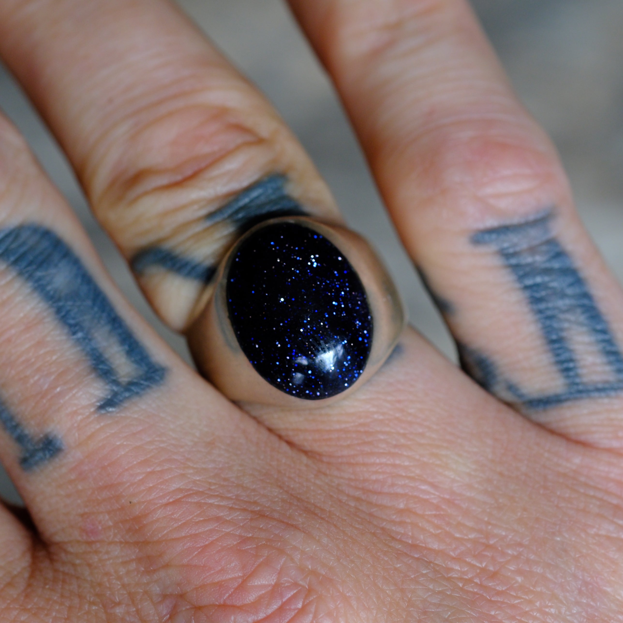 Vintage Sterling Goldstone Ring 9.5