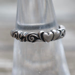 Vintage Sterling Silver Heart Band 6.25