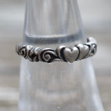Vintage Sterling Silver Heart Band 6.25