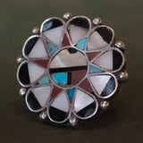 Vintage Sterling Zuni Inlay Ring 5.5