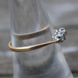 Vintage 18K Gold and Platinum 3-Stone Diamond Ring 7.25