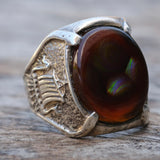 Vintage Sterling Tallship Fire Agate Ring 10