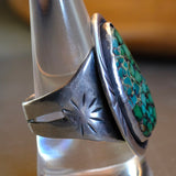 Vintage Sterling Turquoise Stamped Band Ring 9.25