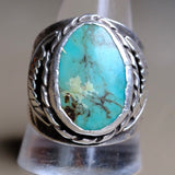 Vintage Sterling Turquoise Feather Ring 12.5