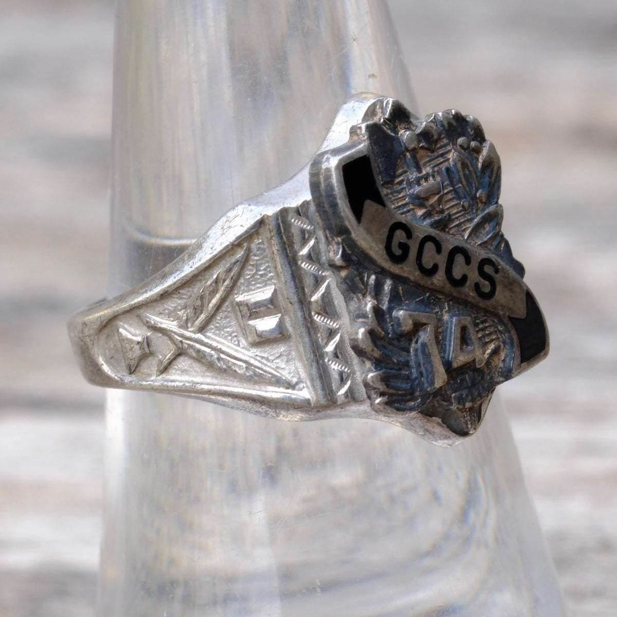Vintage Sterling 1974 Class Signet Ring 7.5