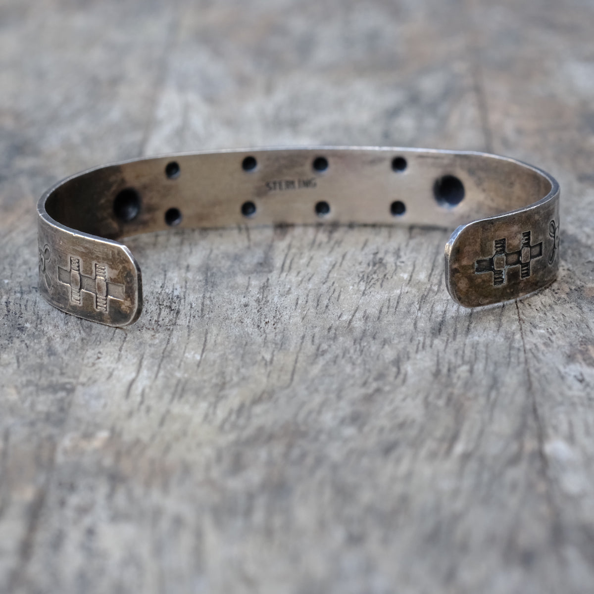 Vintage Sterling 3-Stone Turquoise Stamped Cuff Bracelet