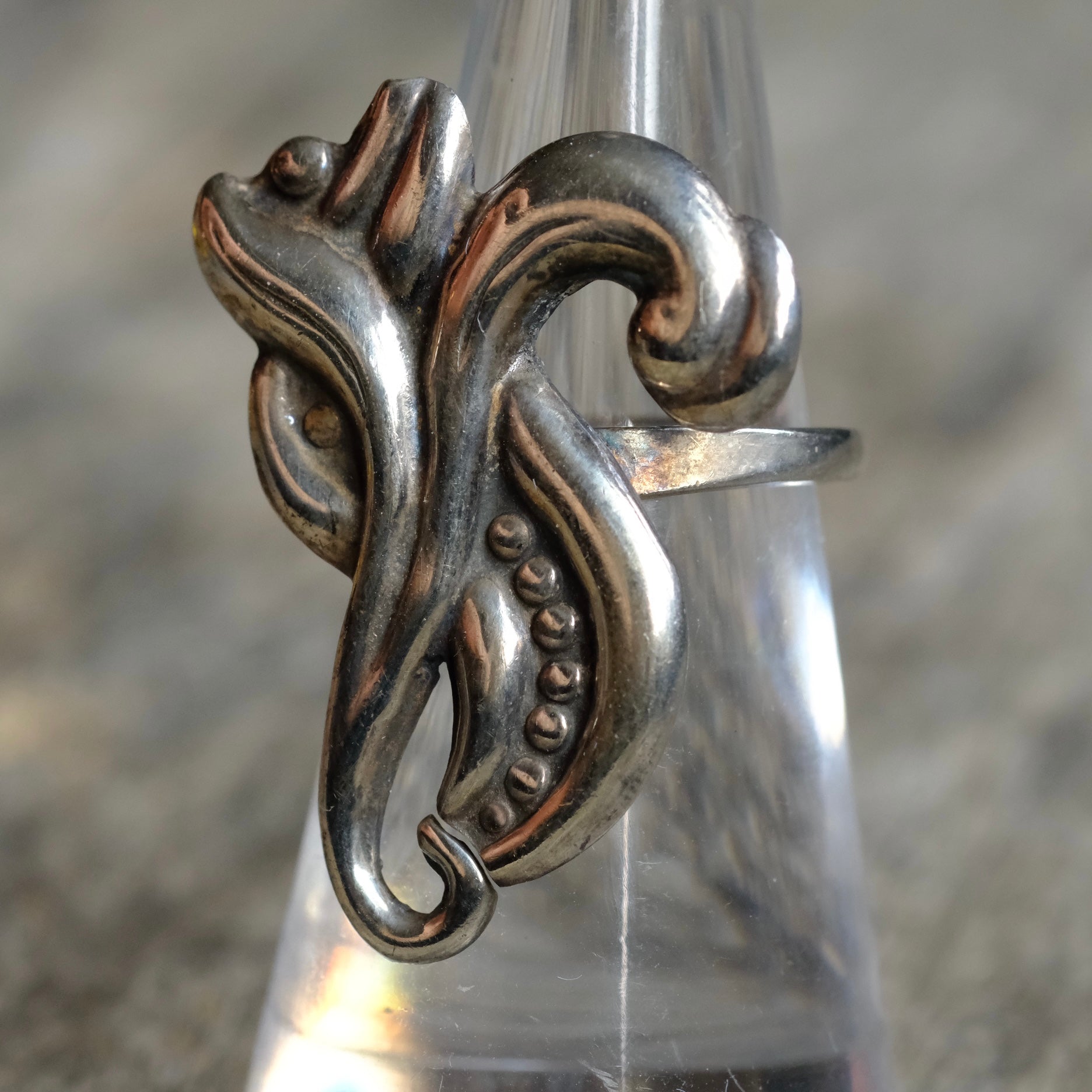 Vintage Sterling Abstract Ring 5.5