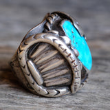 RARE Vintage Sterling Turquoise Snake Ring 8