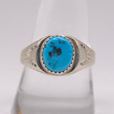 Vintage Sterling Turquoise Stamped Band Ring 10.75
