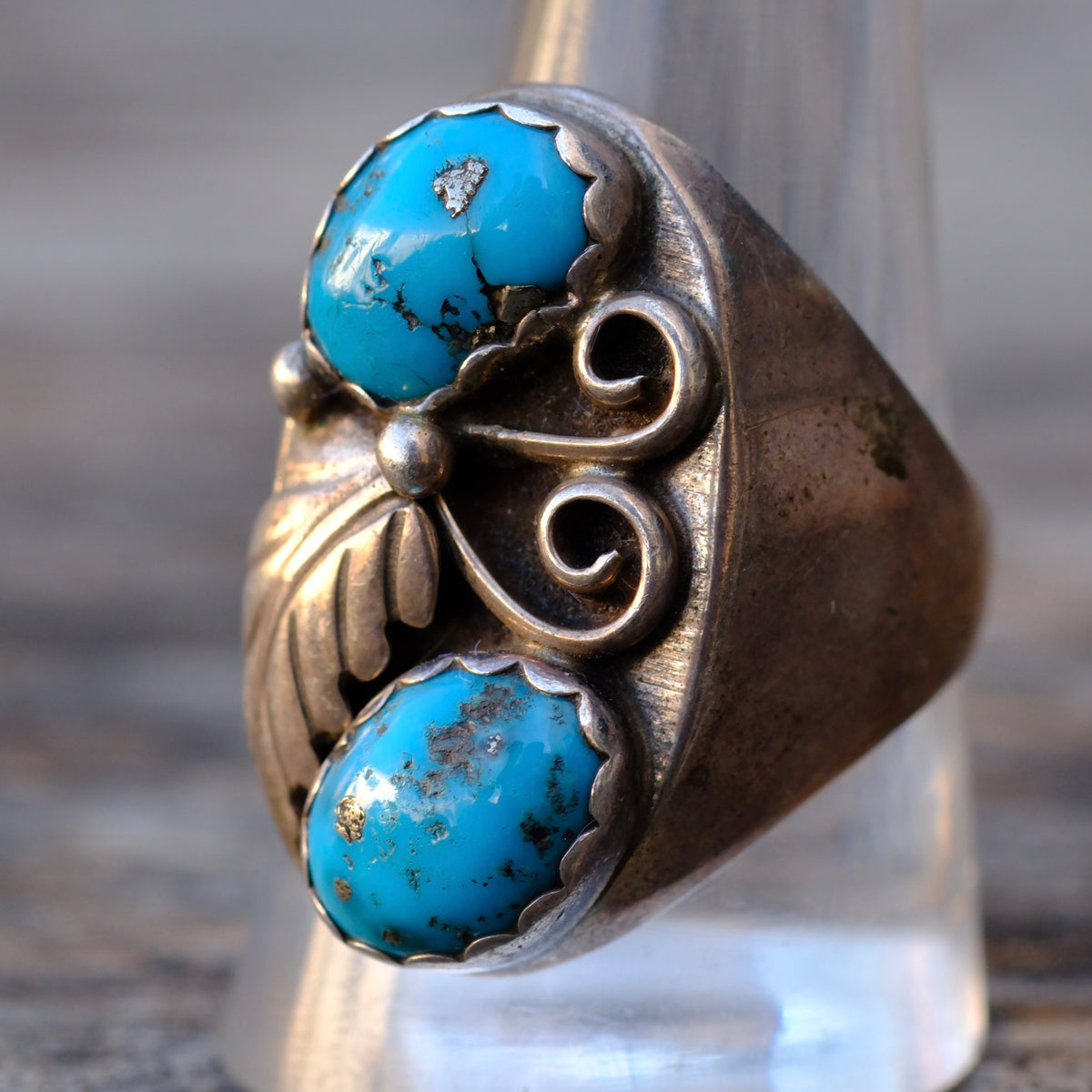 Vintage Sterling Morenci Feather Ring 10.75