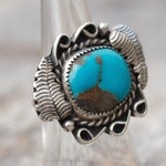 Vintage Sterling Turquoise Feather Ring 6.25