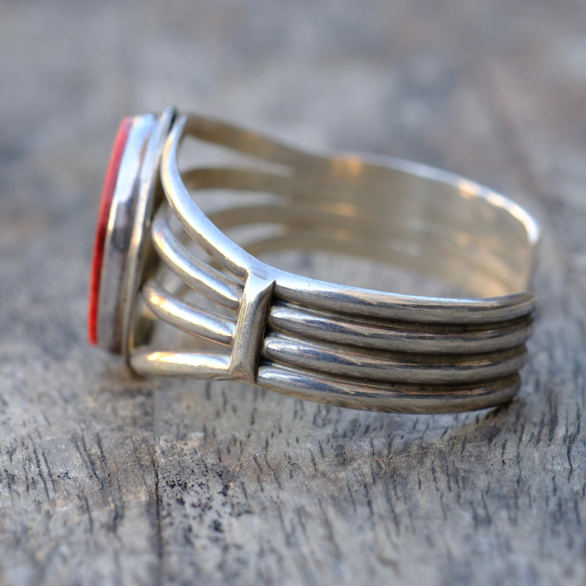 Vintage Sterling Spiny Oyster Cuff Bracelet