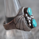 Vintage Sterling 2-Stone Turquoise Ring 9.25