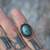 Vintage Sterling Turquoise Roper Ring 4.25