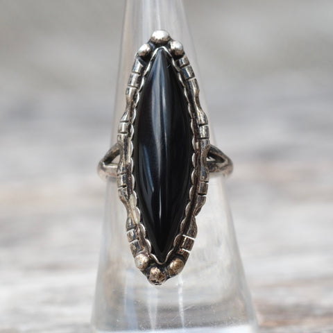 Vintage Sterling Onyx Ring 6.25