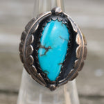 Vintage Sterling Turquoise Feather Ring 5.5