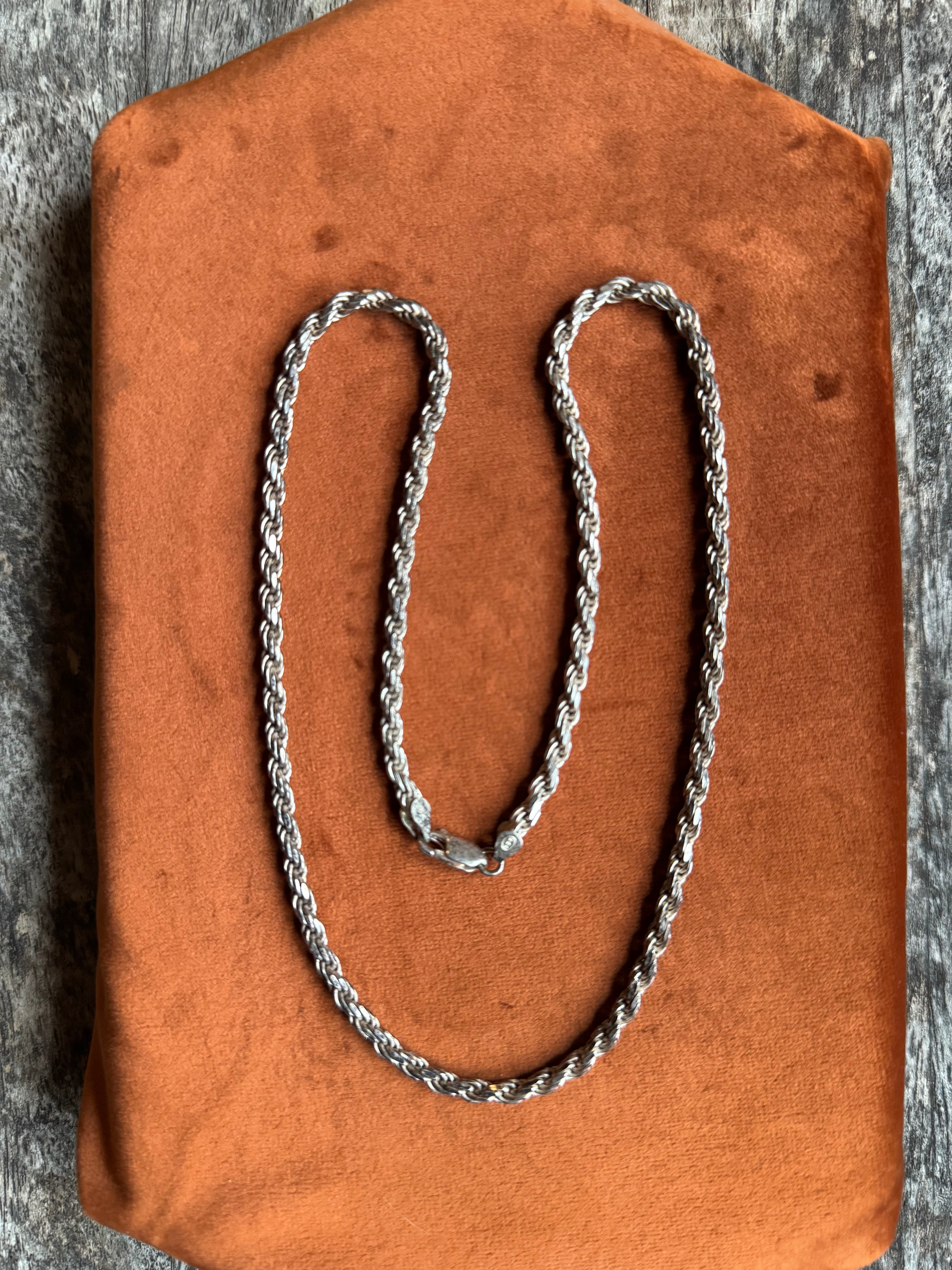 Vintage Sterling Silver 20” Rope Chain