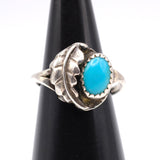 Vintage Sterling Turquoise Feather Ring 5.25