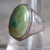 Vintage Sterling Turquoise Stamped Ring 9.75