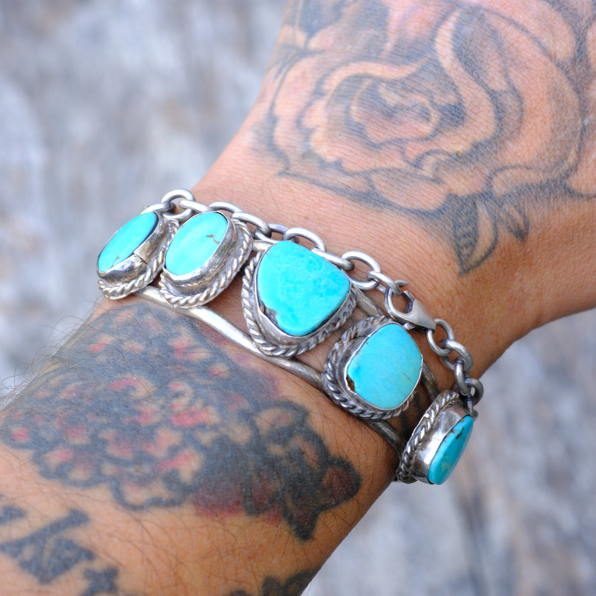 Vintage Sterling Turquoise Cuff Bracelet