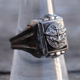 Vintage Sterling Military Signet Ring 8.5