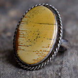 Vintage Sterling Jasper Roper Ring 8.75