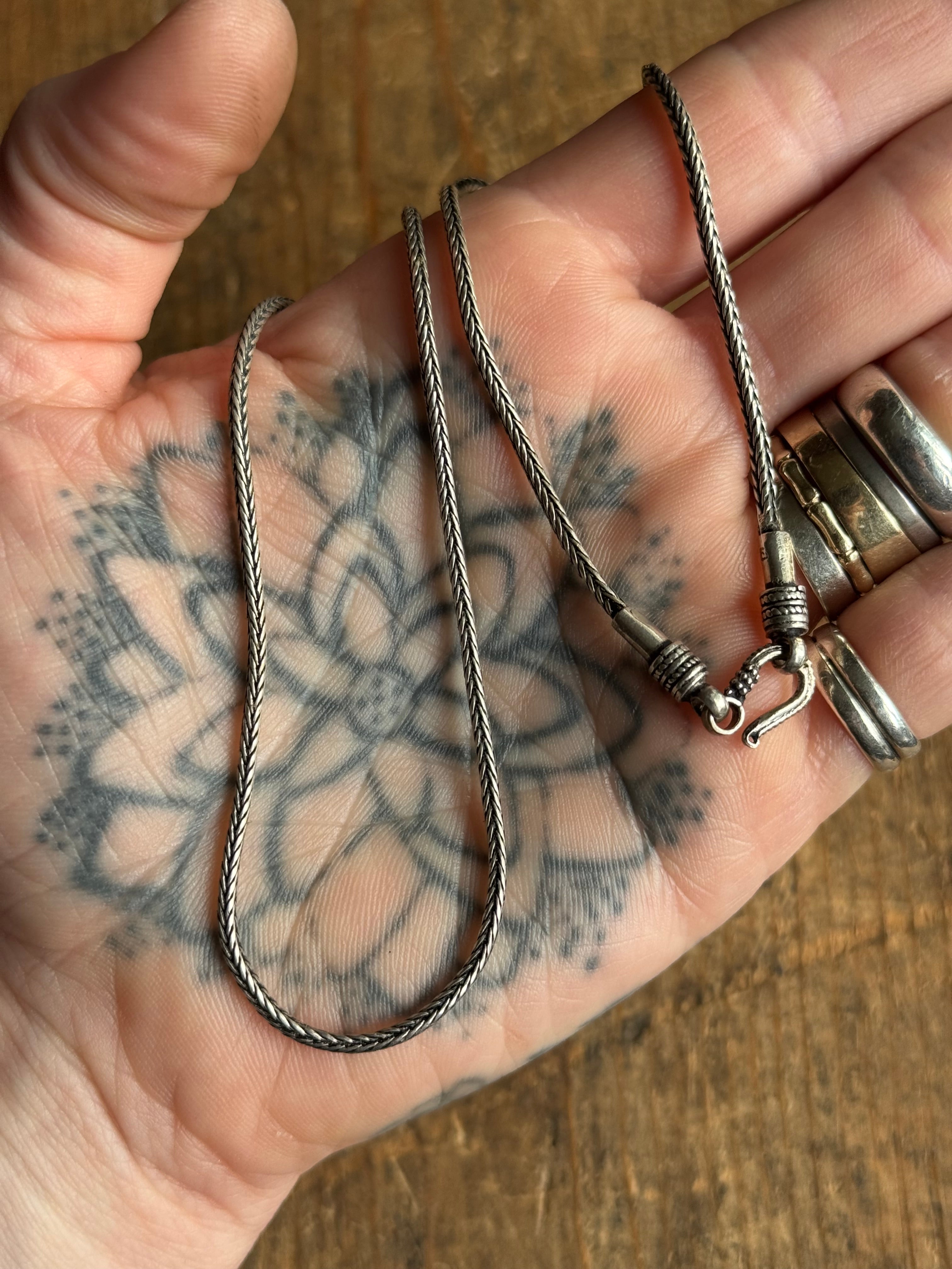 Vintage Sterling Silver 18.5” Foxtail Chain