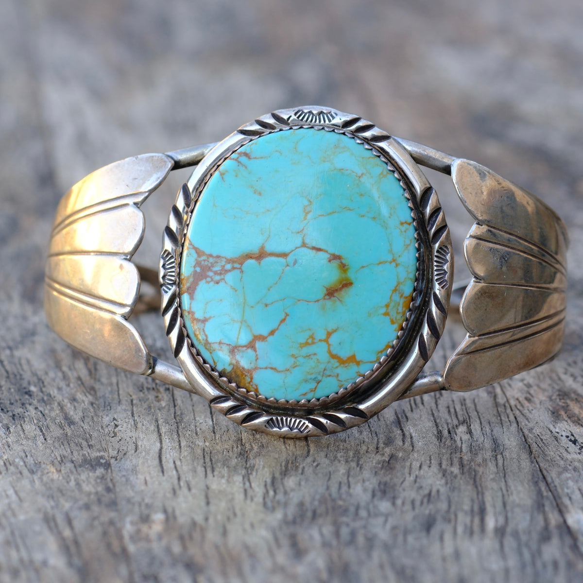 Vintage Sterling Turquoise Winged Cuff Bracelet