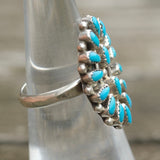 Vintage Sterling Turquoise Cluster Ring 5.75