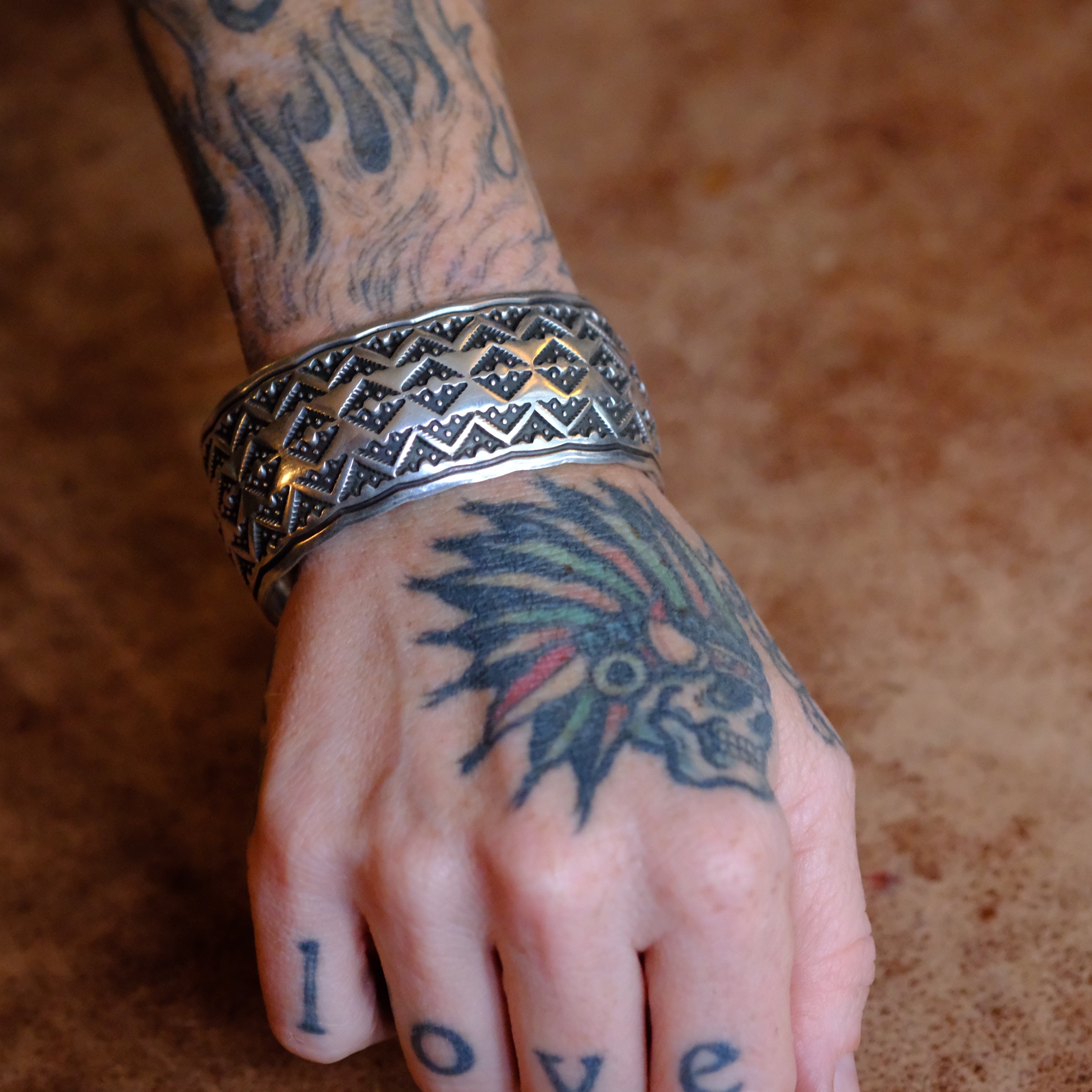 Huge Vintage Sterling Stamped Cuff Bracelet Etsitty
