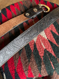 Vintage Hand Tooled Black Leather Eagle Belt