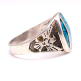 Vintage Sterling Crushed Turquoise Inlay Thunderbird Ring 13