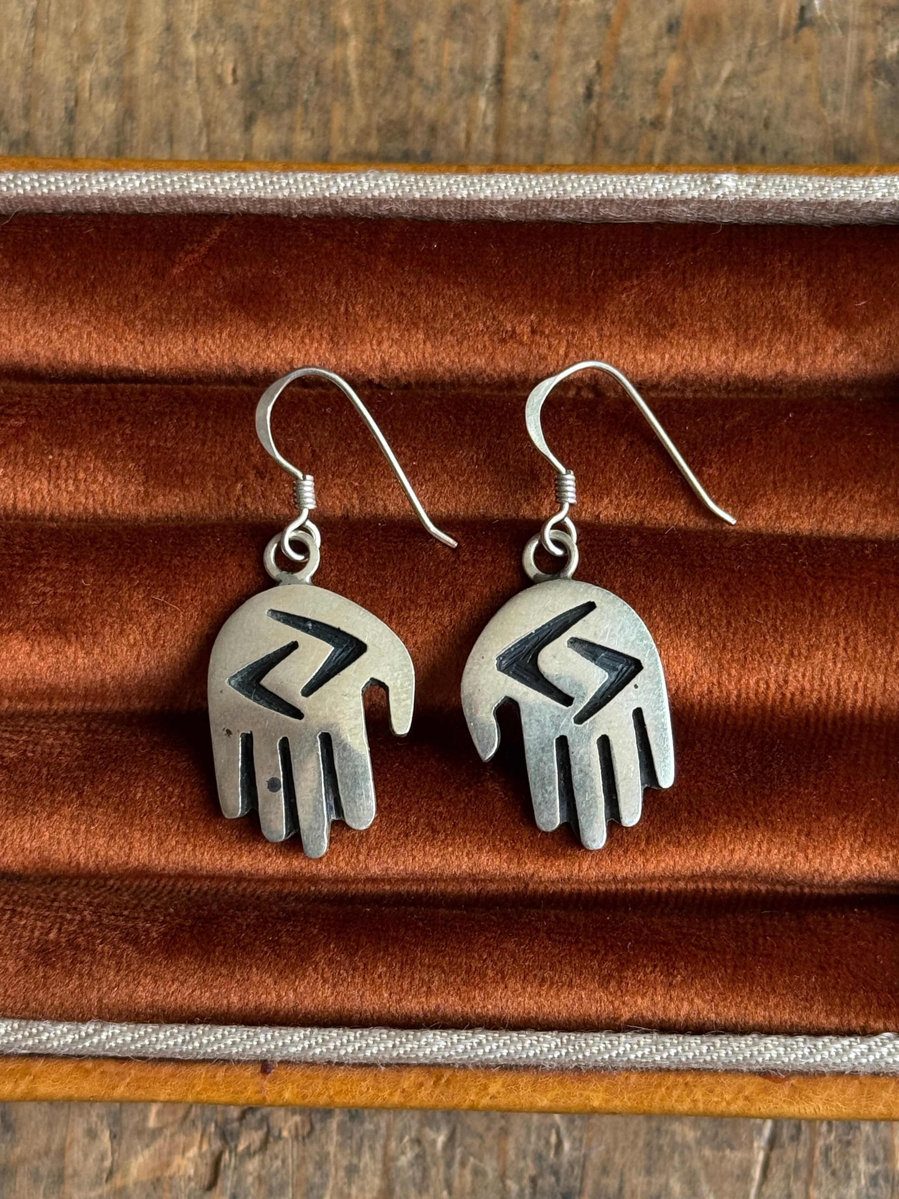 Vintage Sterling Silver Hand Earrings
