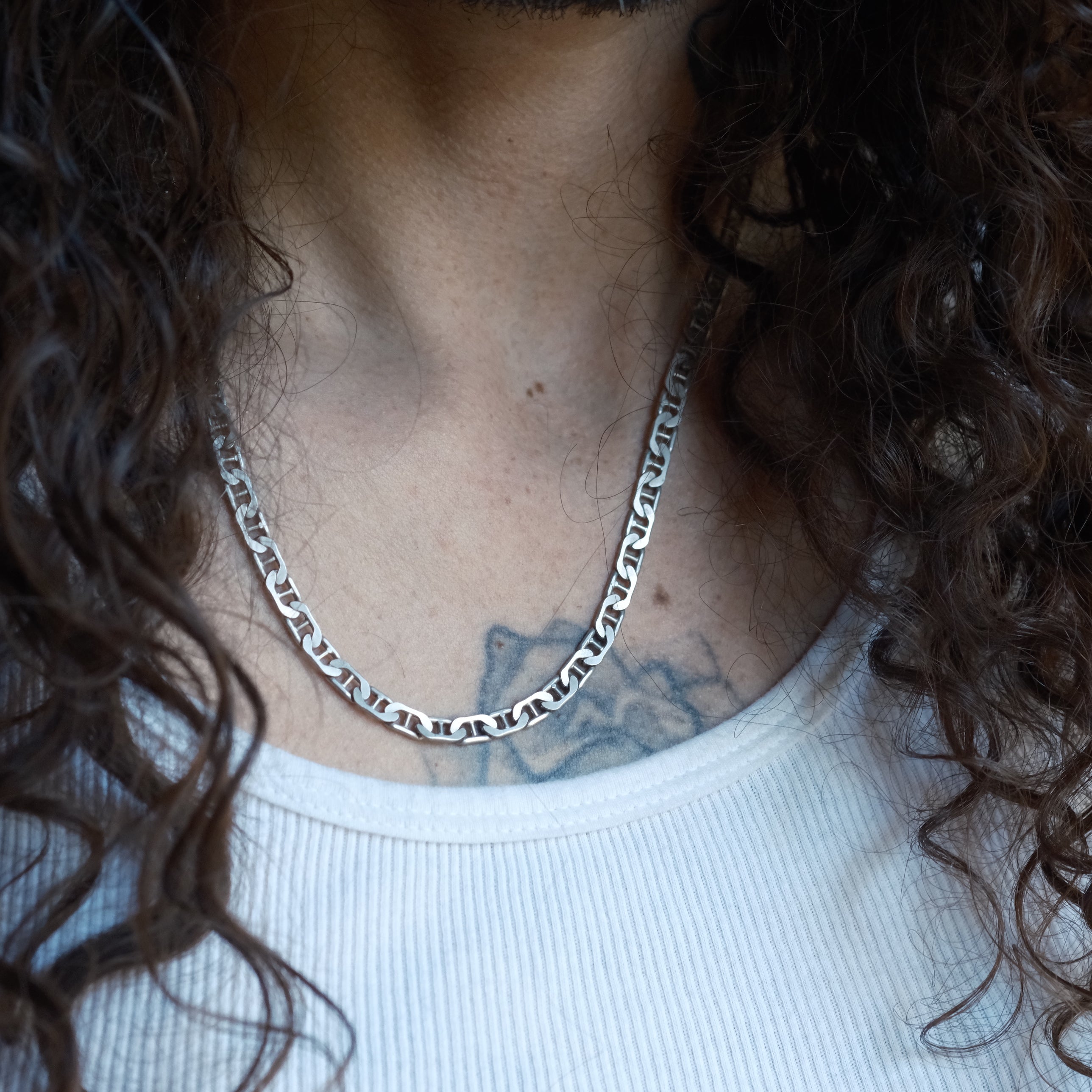 Vintage Sterling Silver Mariner Chain Necklace 20"