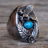 Vintage Sterling Turquoise Eagle Ring 11