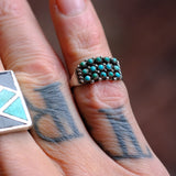 Vintage Sterling Turquoise Cluster Band 5.5