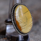 Vintage Sterling Jasper Roper Ring 8.75