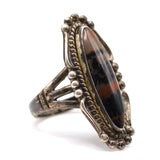 Vintage Sterling Petrified Wood Ring 7