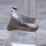 Vintage Sterling Crushed Turquoise and Coral Horseshoe Ring 9