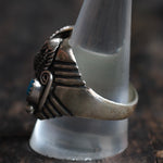 Vintage Sterling Turquoise and Coral Eagle Ring 11.75